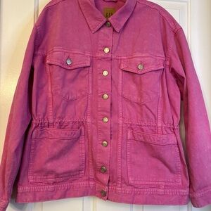 GAP Denim Barn Jacket Pink Cinched Waist Women’s Size M Cotton Spring Preppy